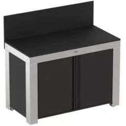 Meuble De Cuisine Inox Et Acier Galvanisé Noir FELIX 120 X 60 - ENO -BBQ Soldes meuble de cuisine ferme inox et acier galvanise noir felix 2