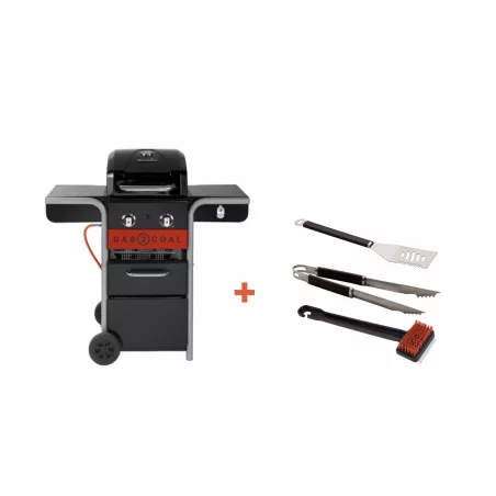 Pack + Barbecue Hybride Gaz & Charbon Gas2Coal 2.0 2 Brûleurs + Set D'ustensiles 3 Pack + Barbecue Hybride Gaz & Charbon Gas2Coal 2.0 2 Brûleurs + Set D'ustensiles