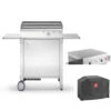 Pack Plancha électrique Chef 55 Lisse + Chariot Fermé + Housse + Capot - PLANET -BBQ Soldes pack plancha elec chef 55 lisse char ferme houscapot