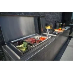 Plancha Gaz Encastrable Inox Oasi 80 Cm Plaque Lisse + Couvercle - PLANET -BBQ Soldes plancha gaz encastrable inox 80 cm 3 feux plaque lisse couvercle planet 4