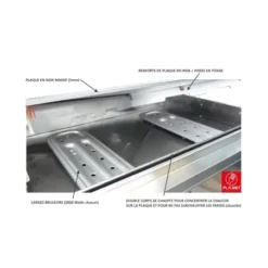 Plancha Gaz Encastrable Inox Oasi 80 Cm Plaque Lisse + Couvercle - PLANET -BBQ Soldes plancha gaz encastrable inox 80 cm 3 feux plaque lisse couvercle planet 5